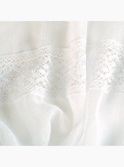 Rideau Voilage avec bande macramé à œillets prêt a Poser, 140x240cm, Blanc - Kiabi