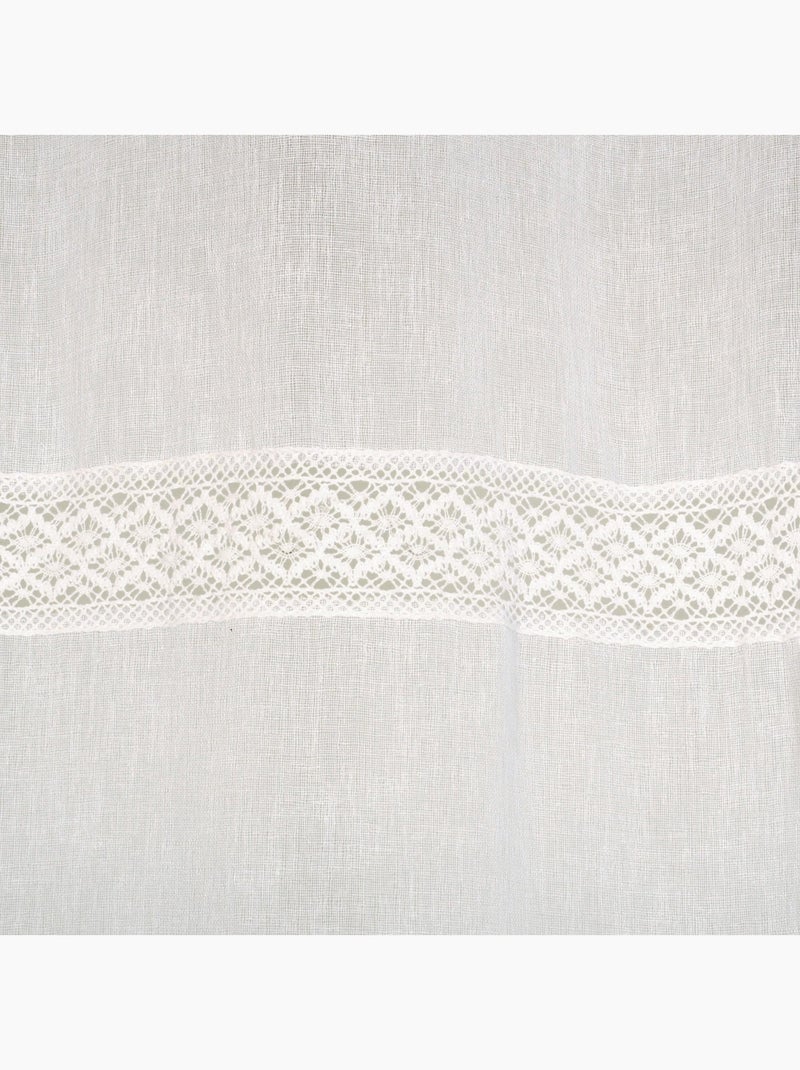 Rideau Voilage avec bande macramé à œillets prêt a Poser, 140x240cm, Blanc Blanc - Kiabi