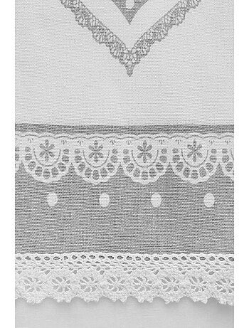 Rideau Voilage avec parement imprimé cœur - prêt à poser.