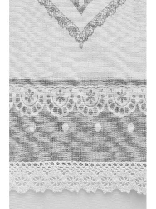 Rideau Voilage avec parement imprimé cœur - prêt à poser. - Kiabi