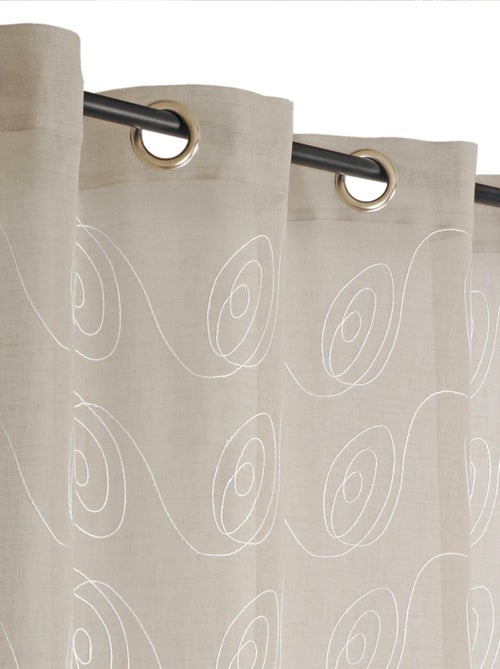 Rideau Voilage Brodé - prêt à poser. - Kiabi