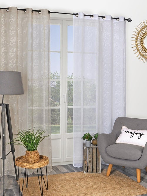 Rideau Voilage Brodé - prêt à poser. - Kiabi