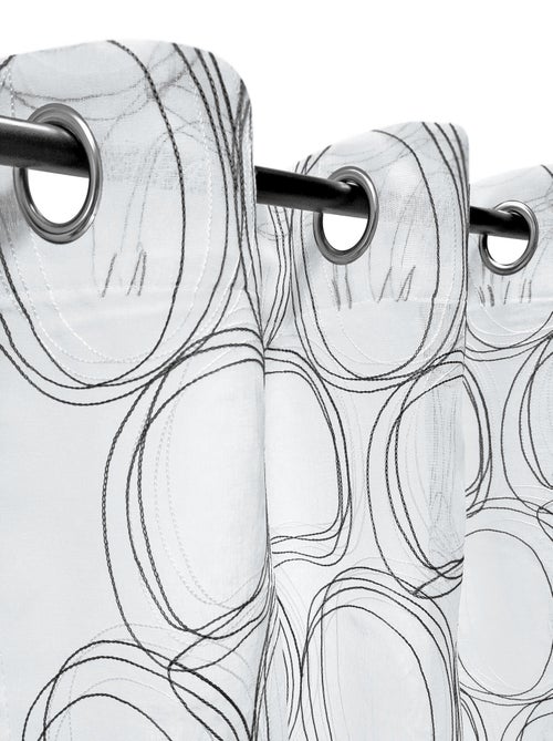 Rideau Voilage brodé - prêt à poser. - Kiabi