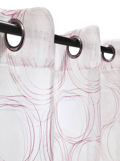 Rideau Voilage brodé - prêt à poser. - Kiabi