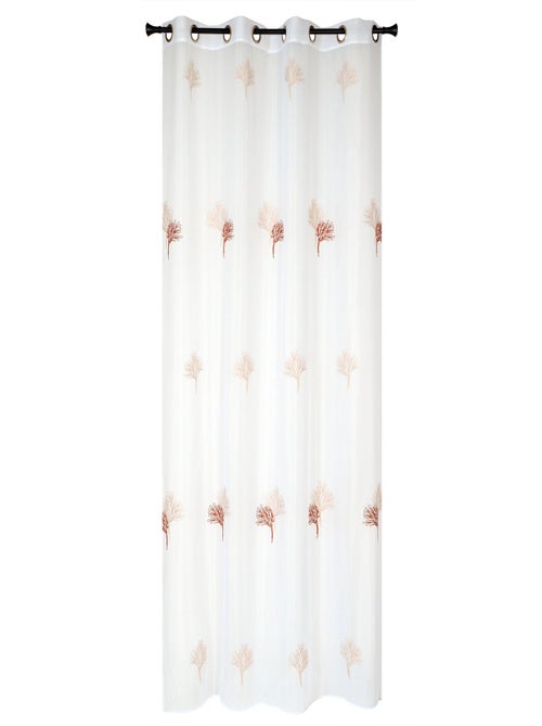 Rideau Voilage Brodé Bicolore - prêt à poser. - Kiabi