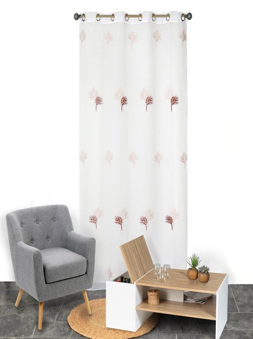 Rideau Voilage Brodé Bicolore - prêt à poser. - Kiabi