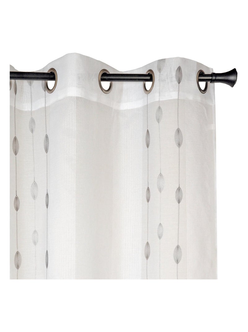 Rideau Voilage brodé feuilles - Dylrev Blanc - Kiabi