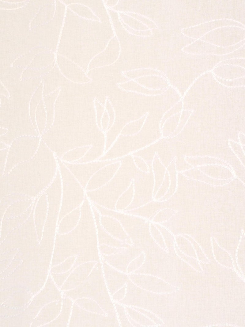 Rideau Voilage Brodé Feuilles - prêt à Poser . Blanc - Kiabi