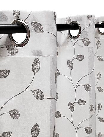 Rideau Voilage brodé Feuilles - prêt à Poser.