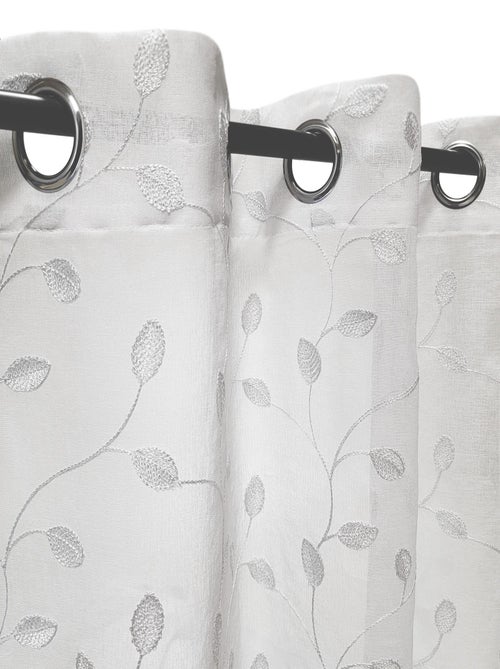 Rideau Voilage brodé Feuilles - prêt à Poser. - Kiabi