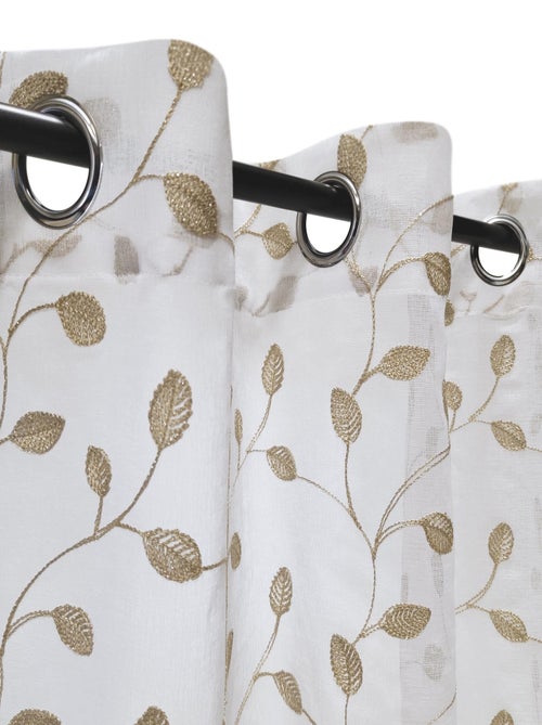 Rideau Voilage brodé Feuilles - prêt à Poser. - Kiabi