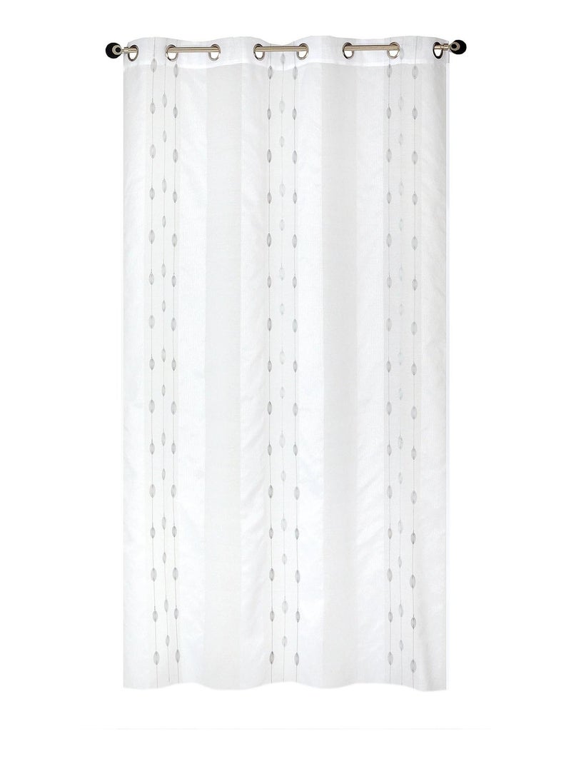 Rideau Voilage brodé feuilles. Blanc - Kiabi