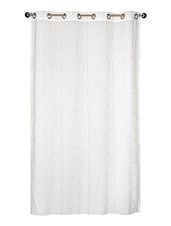 Rideau voilage brodé ligné, prêt à poser.