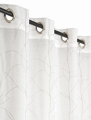 Rideau voilage brodé ligné, prêt à poser.