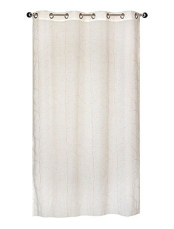 Rideau voilage brodé ligné, prêt à poser.