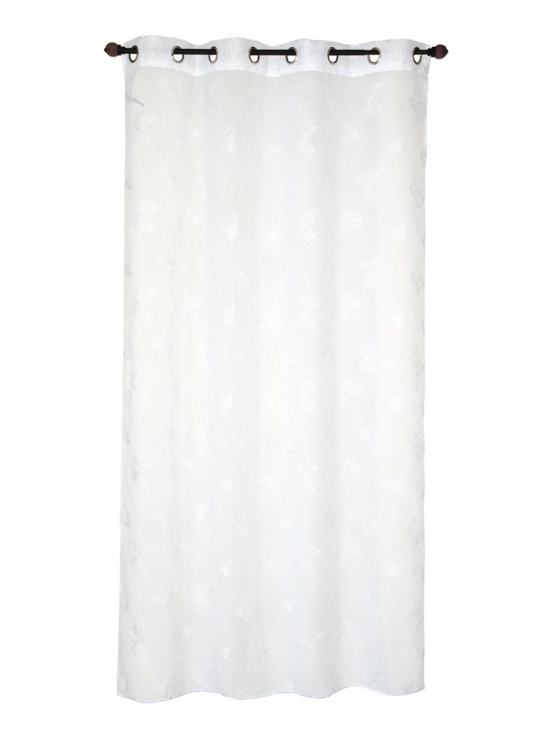 Rideau Voilage Brodé Papillons - prêt à Poser. Blanc - Kiabi
