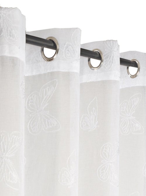 Rideau Voilage Brodé Papillons - prêt à Poser. - Kiabi