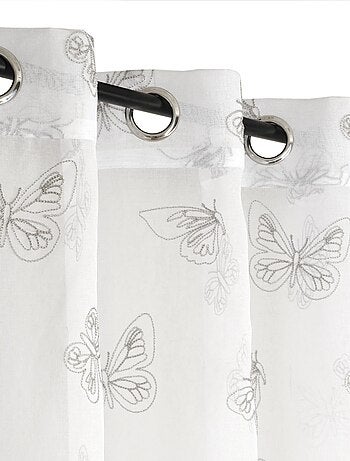 Rideau Voilage Brodé Papillons - prêt à Poser.