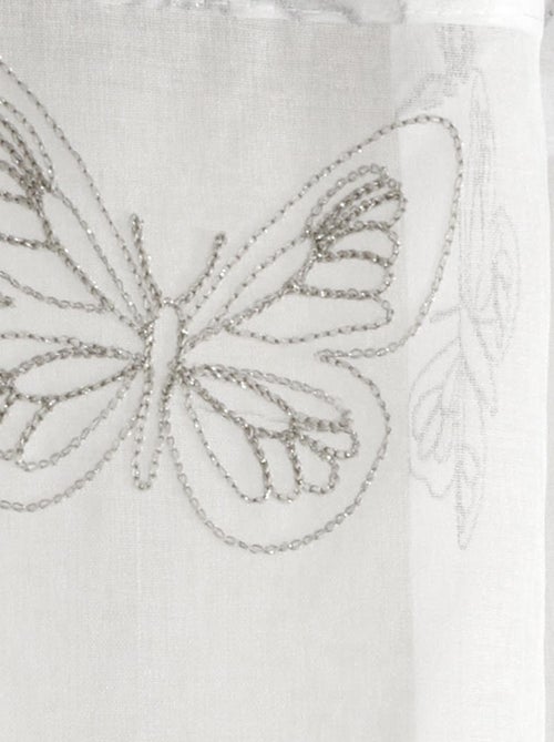 Rideau Voilage Brodé Papillons, à œillets 140x240cm prêt à Poser, Gris - Kiabi