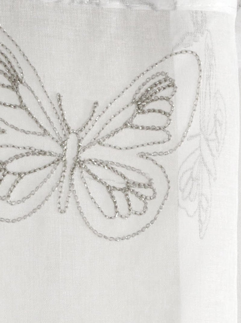 Rideau Voilage Brodé Papillons, à œillets 140x240cm prêt à Poser, Gris Gris Argenté - Kiabi