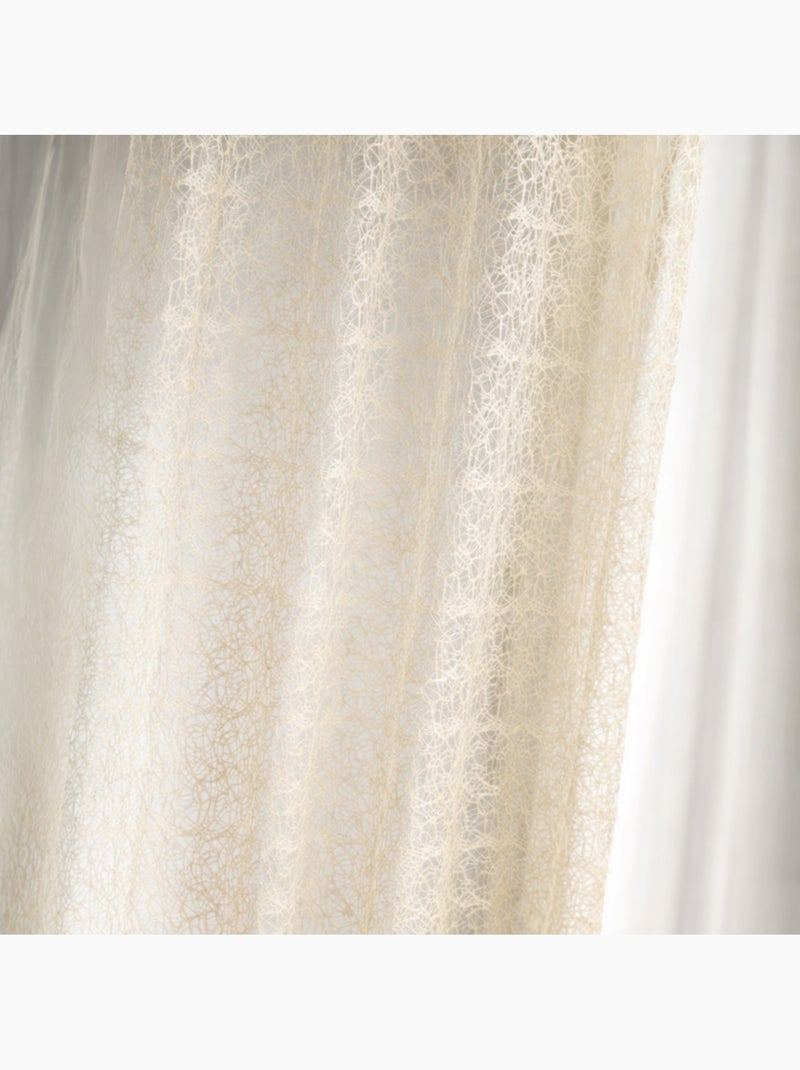 Rideau voilage broderie ton sur ton Blanc - Kiabi