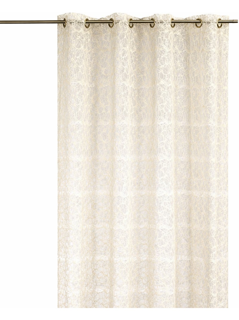 Rideau voilage broderie ton sur ton Blanc - Kiabi