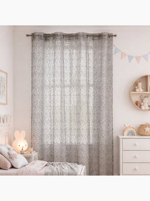 Rideau voilage broderie ton sur ton - Kiabi