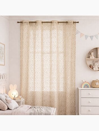 Rideau voilage broderie ton sur ton