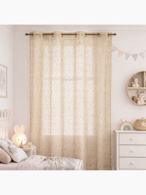 Rideau voilage broderie ton sur ton - Kiabi