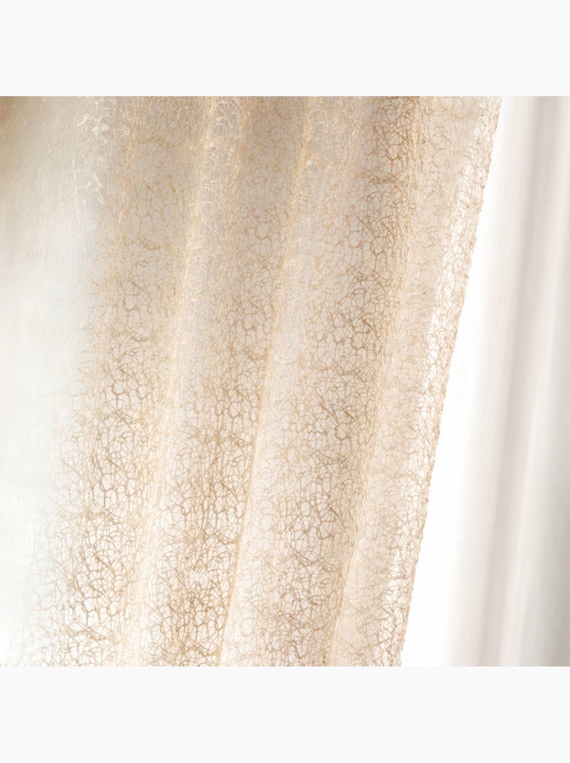 Rideau voilage broderie ton sur ton Taupe - Kiabi