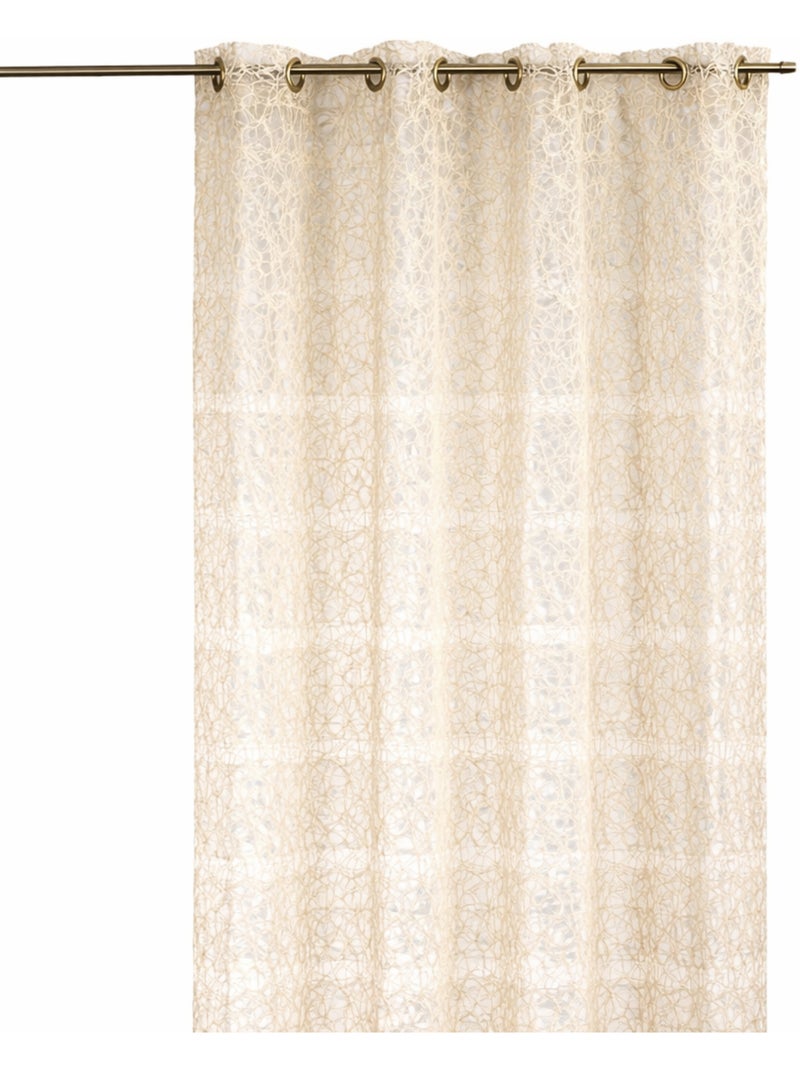 Rideau voilage broderie ton sur ton Taupe - Kiabi