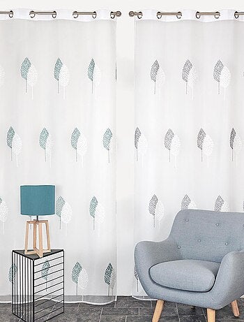 Rideau Voilage Brodés Feuilles - prêt à poser.