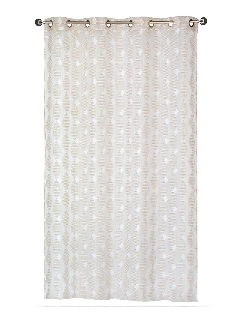 Rideau Voilage Dévoré, motif géométrique - prêt à poser - Dylrev Beige - Kiabi