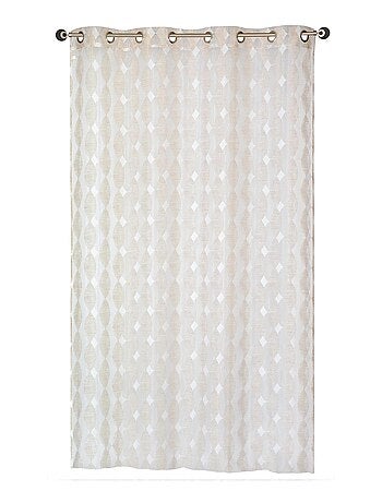 Rideau Voilage Dévoré, motif géométrique - prêt à poser.