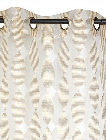 Rideau Voilage Dévoré, motif géométrique - prêt à poser.