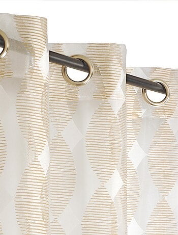 Rideau Voilage Dévoré, motif géométrique - prêt à poser.