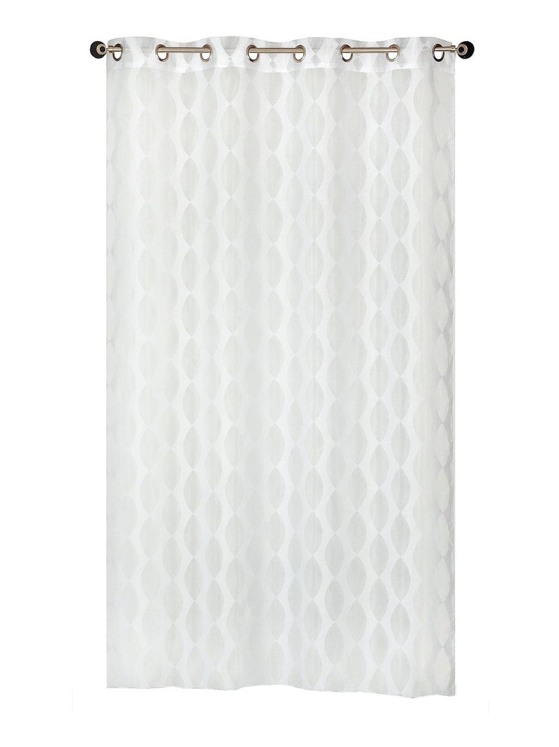 Rideau Voilage Dévoré, motif géométrique - prêt à poser. Blanc - Kiabi