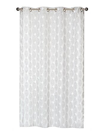 Rideau Voilage Dévoré, motif géométrique - prêt à poser.