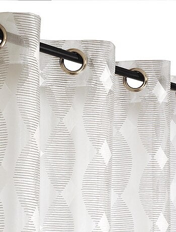 Rideau Voilage Dévoré, motif géométrique - prêt à poser.