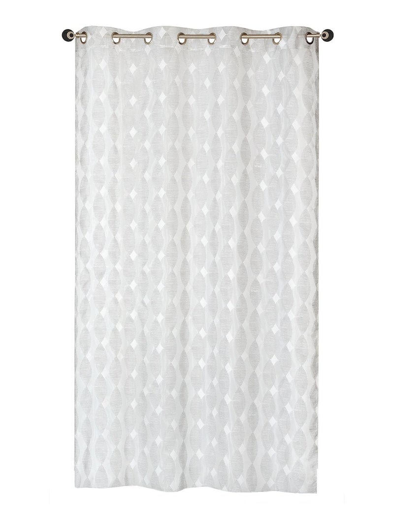Rideau Voilage Dévoré, motif géométrique - prêt à poser. Gris Argenté - Kiabi