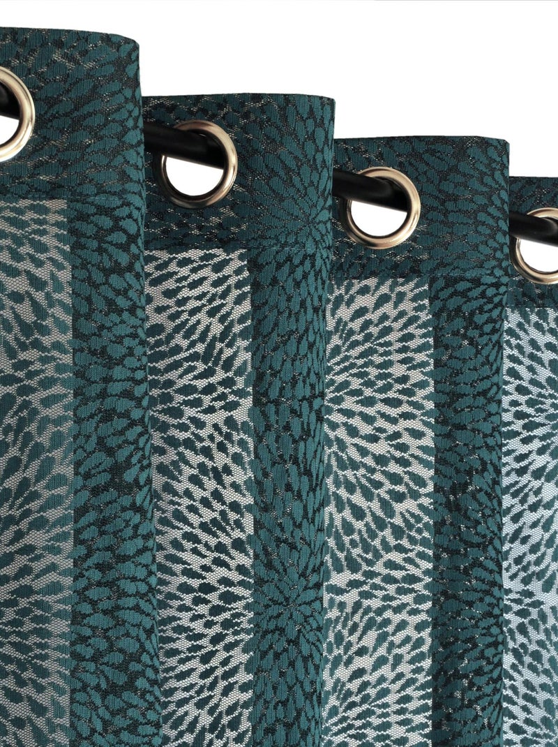 Rideau Voilage Effet dentelle - prêt à poser. Bleu canard - Kiabi