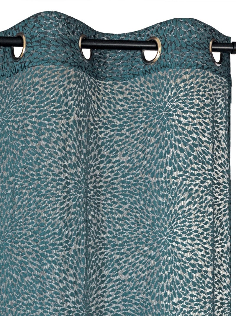 Rideau Voilage Effet dentelle - prêt à poser. Bleu canard - Kiabi