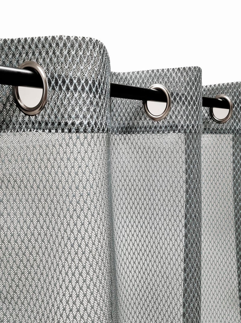Rideau Voilage effet filet - prêt à poser. Gris Argenté - Kiabi