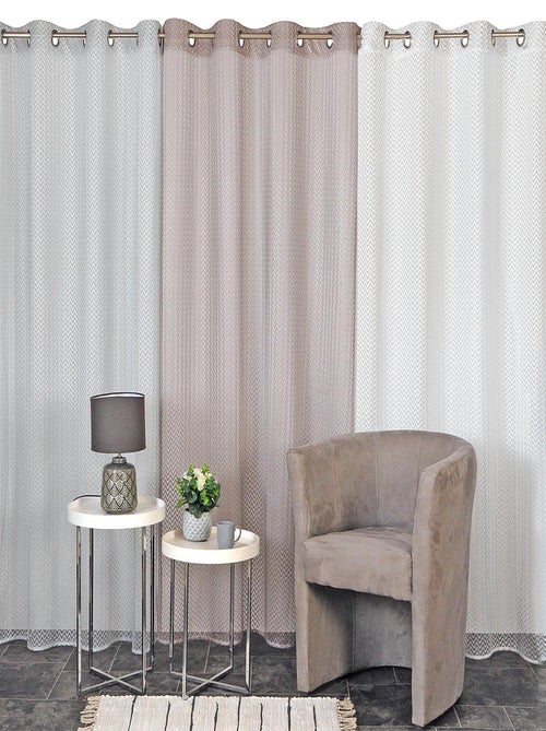 Rideau Voilage Effet filet - prêt à poser. - Kiabi