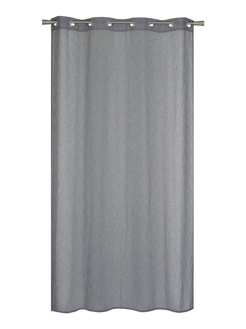 Rideau Voilage effet lin - prêt à poser - Dylrev Gris Argenté - Kiabi