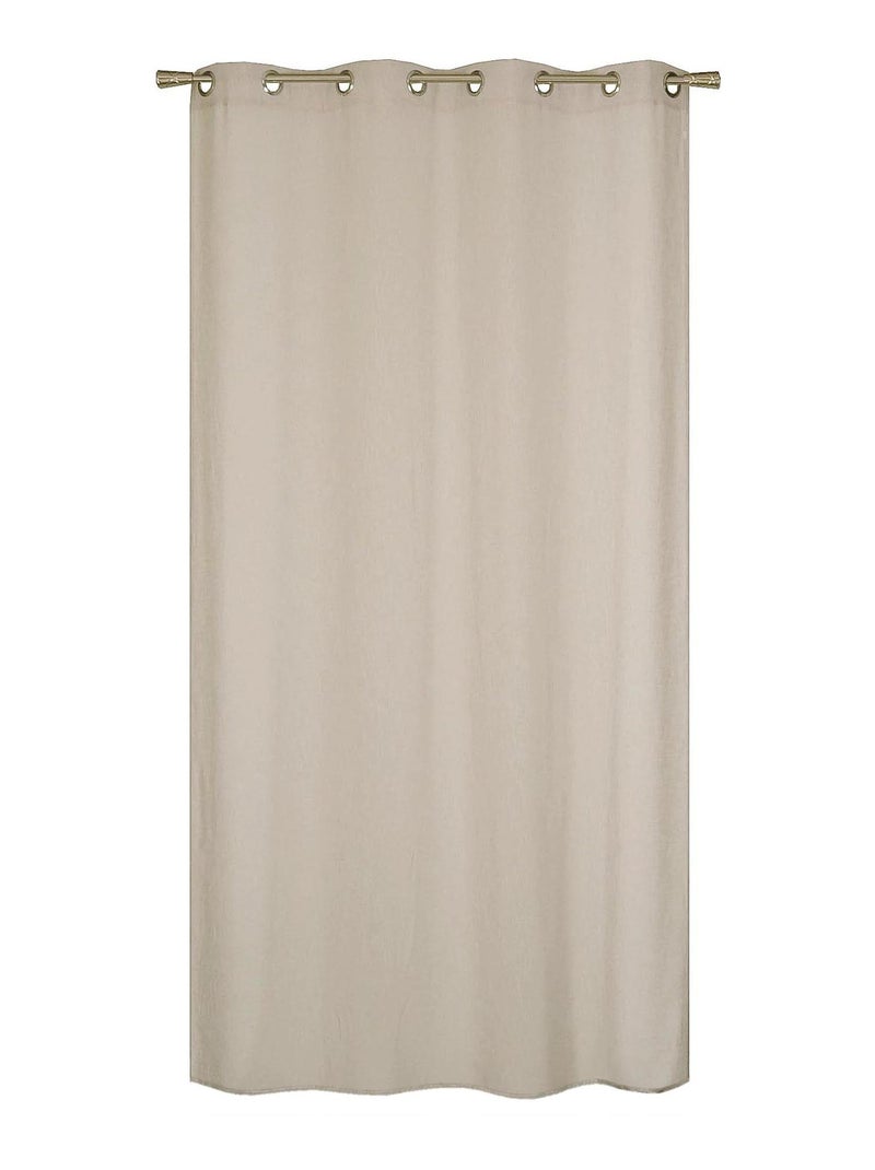 Rideau Voilage effet lin - prêt à poser. Beige - Kiabi