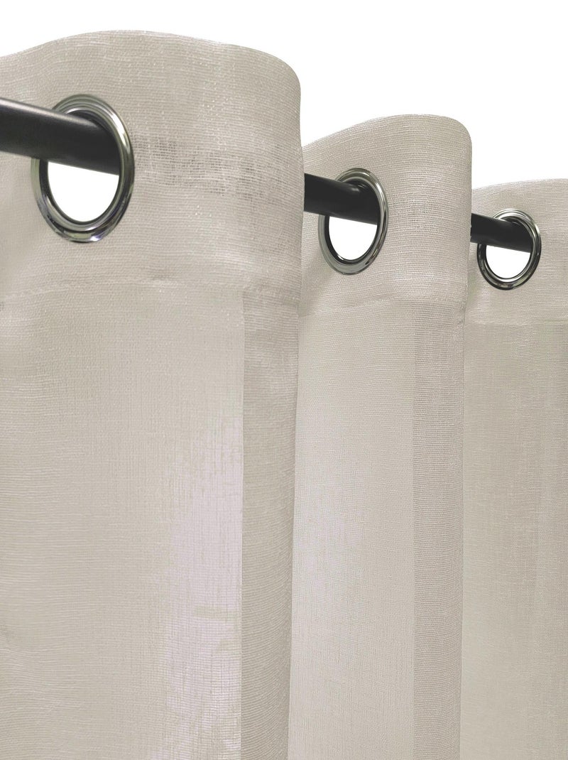 Rideau Voilage effet lin - prêt à poser. Beige - Kiabi