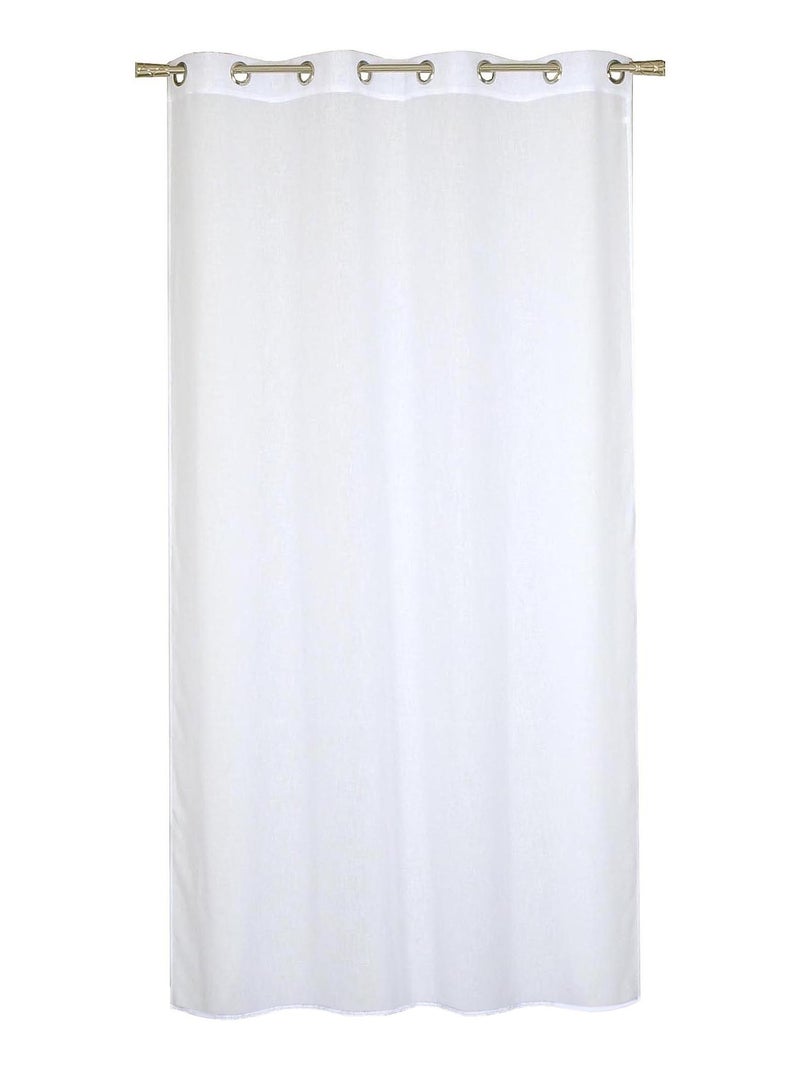 Rideau Voilage effet lin - prêt à poser. Blanc - Kiabi