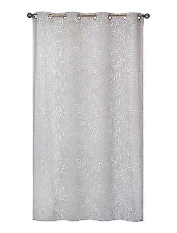 Rideau Voilage Effet Lin Imprimé Gomme - prêt à poser.