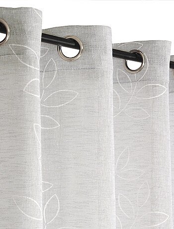 Rideau Voilage Effet Lin Imprimé Gomme - prêt à poser.